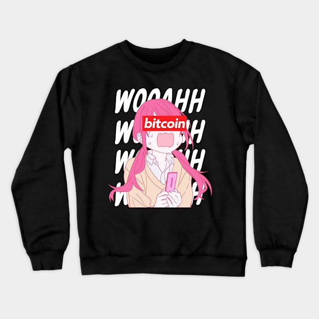 Anime girl bitcoin Crewneck Sweatshirt by Imaginbox Studio